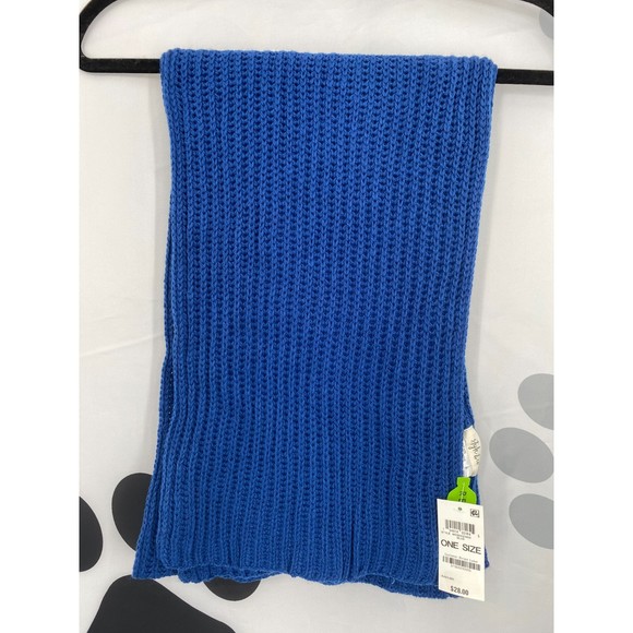 Style & Co NWT Solid Ribbed Muffler Extra Long Recycled Wrap Scarf Blue OS New - Picture 2 of 10